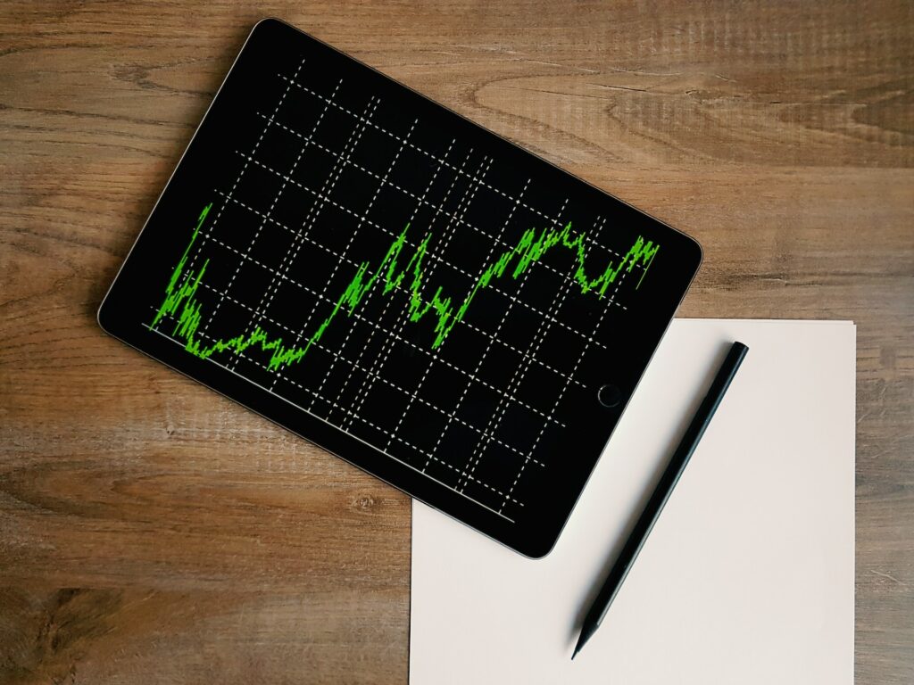 Top view of graph chart on tablet